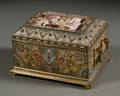Fine Khlebnikov Goldwashed Enameled and Jeweled Silver Casket