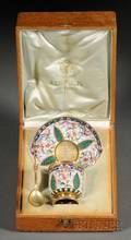 Russian Silver Gilt and Enamel Presentation Teacup Set