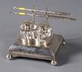Chinese Export Silver Inkstand and Two Pens