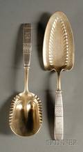 Pair of Tiffany  Co PartGoldwashed Sterling Flatware Servers