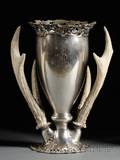 Shreve Crump  Low Sterling HornMounted Loving Cup Vase