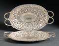 Pair of JE Caldwell  Co Sterling Repousse Bread Trays
