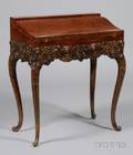 Rococo Style Amboyna Veneered Slantlid Desk