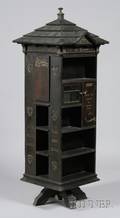 Aesthetic Movement Ebonized and Parcelgilt Tabard Inn Revolving Library Bookcase