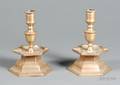 Pair of Continental Brass Heemskeerkstyle Candlesticks