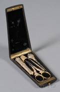 French Ebony Cased and Silver Gilt Necessaire Set