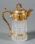 French Colorless Cut Glass and Ormolu Mounted Claret Jug