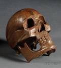 Fruitwood Folk Carving of a Skull