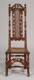 Jacobean Walnut and Caned Side Chair