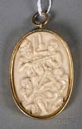 German Carved Ivory Medallion Depicting Christ Being Crowned with Thorns