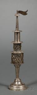 German Silver and Silver Filigree Spice Tower