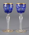 Ten Cobalt Flashed Cased Cut to Clear Goblets