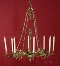 Large Polish Brass EightLight Hanging Sabbath Lamp