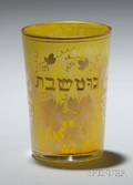 Bohemian Giltdecorated Yellow Glass Kiddush Cup