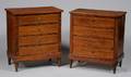 Pair of Neoclassical Inlaid Walnut Four Drawer Chests