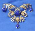 Arts  Crafts 18kt Gold and Lapis Brooch Emma Heintz