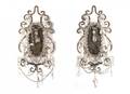 Pair of Crystal Twin Light Mirrored Wall Sconces