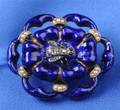 Antique Enamel Seed Pearl and Diamond Brooch