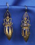 14kt Gold and Enamel Earpendants