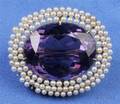 Antique 14kt Gold Amethyst and Seed Pearl Brooch