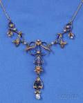 Art Nouveau 14kt Gold and Seed Pearl Necklace