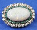 Antique Opal Emerald and Diamond Brooch
