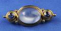 Antique 14kt Gold Moonstone and Sapphire Brooch