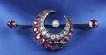Antique Ruby and Diamond Crescent Brooch