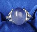 Palladium Star Sapphire and Diamond Ring