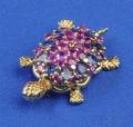 18kt Gold Ruby and Sapphire Turtle Brooch