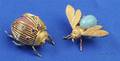Two 18kt Gold and Gemset Insect Pins