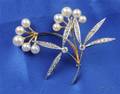 Cultured Pearl and Diamond Brooch France