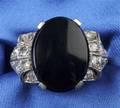 Art Deco Platinum Onyx and Diamond Ring