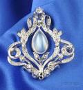 Moonstone and Diamond Brooch