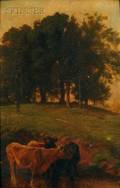 Johannes Adam Simon Oertel GermanAmerican 18231909 Landscape with Cows