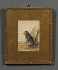American School 19th Century Presentation Portrait of a Dog to Pewterer Roswell Gleason 17991877 of Dorchester Massachusetts Unsig