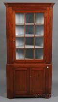 Federal Glazed Twopart Cherry Corner Cupboard