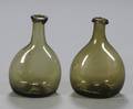 Two Small Olive Green Glass Chestnut Bottles