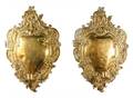 Pair of Hand Embossed Brass Candle Sconces 19th C
