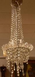 Colorless Cut Glass Chandelier with Prisms