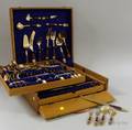 150piece Cased Thai Brass and Hardwoodmounted Flatware Set