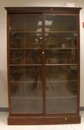 Empire Glazed Walnut and Mahogany Veneer TwoDoor Bookcase