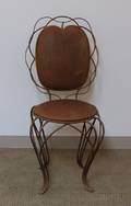 Europeanstyle Bent Wrought Iron Bistro Chair with Leather Upholstery