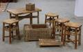 Eight Japanese Pine Furniture and Accessory Items