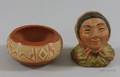 Small Native American Southwest Painted Pottery Bowl and an Alaskan Painted Plaster Bust of an Eskimo Woman