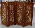 Asian Export Bone Inlaid Hardwood FourPanel Floor Screen