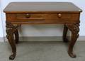 Victorian Rococo Revival Carved Rosewood and Rosewood Veneer Spinet Table with Drawer