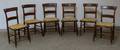 Set of Six Rosewood Grained and Stencil Decorated Side Chairs with Yellowpainted Woven Rush Seats