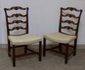 Pair of Chippendalestyle Upholstered Carved Mahogany Ribbonback Side Chairs with Drop Seats