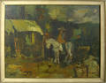 Oil on board street scene